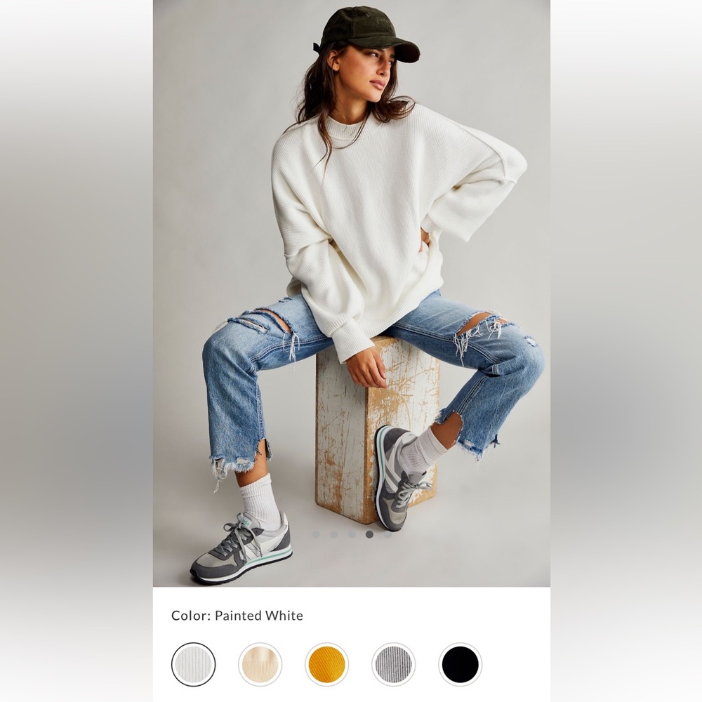 Free People Easy street tunic size small in painted white. NWT.